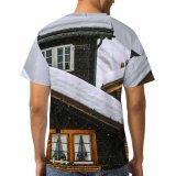 yanfind Adult Full Print T-shirts (men And Women) Blizzard Calm Cloudy Cottage Countryside Daytime Dwell Estate Exterior Facade Frost