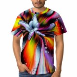 yanfind Adult Full Print T-shirts (men And Women) Art Summer Texture Abstract Flower Design Creativity Flora Beautiful Rainbow Coloring Vibrant