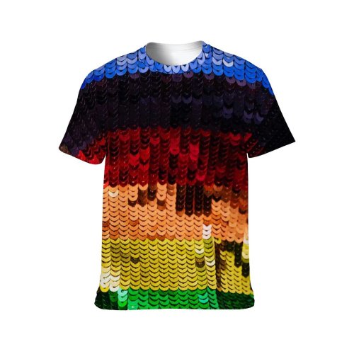 yanfind Adult Full Print T-shirts (men And Women) Art Texture Abstract Flag Design Fabric Country Wear Wool Handmade Coloring Yarn