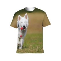 yanfind Adult Full Print T-shirts (men And Women) Cute Dog Fetch Outdoors Pet Play Playing Swiss