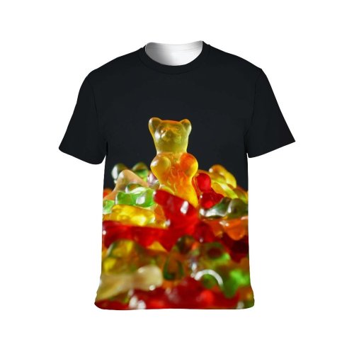 yanfind Adult Full Print T-shirts (men And Women) Bears Candy Colorful Colourful Colours Delicious Fruit Gums Jelly Gelatin Gold