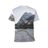 yanfind Adult Full Print T-shirts (men And Women) Daylight Forest Lake Lakeside Landscape Peak Mountains Outdoors Reflection River