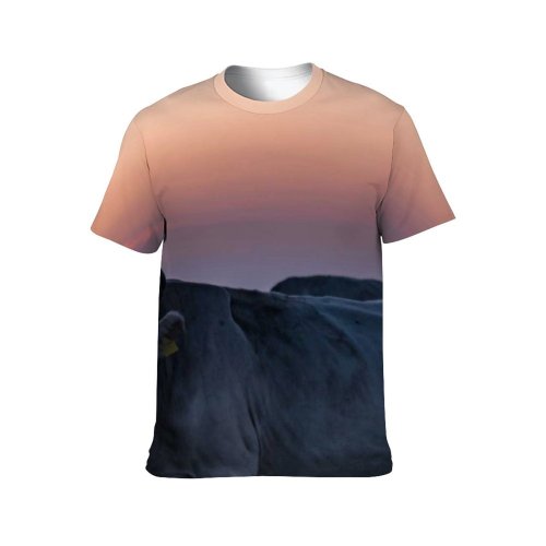 yanfind Adult Full Print T-shirts (men And Women) Dawn Landscape Sunset Agriculture Farm Grass Milk Dusk Outdoors Bull Cow