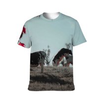 yanfind Adult Full Print T-shirts (men And Women) Landscape Field Countryside Agriculture Farm Grass Fall Milk Cow Horse Rural Farming