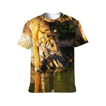 yanfind Adult Full Print T-shirts (men And Women) Big River Reflection Cat Wild Hunter Teeth Jungle Safari Wildlife