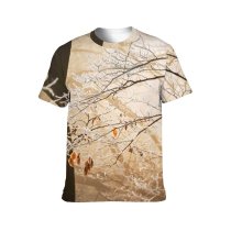 yanfind Adult Full Print T-shirts (men And Women) Branch Forest Freezing Frost Frosty Frozen Hoarfrost Landscape Leaves Outdoors