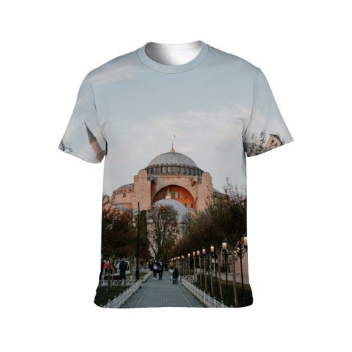 yanfind Adult Full Print T-shirts (men And Women) City Dawn Sunset Street Building Winter Architecture Tree Travel Church Outdoors Religion