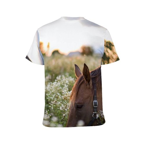 yanfind Adult Full Print T-shirts (men And Women) Calm Cattle Cloud Countryside Creature Domesticated Eat Equine Farm Fauna Feed