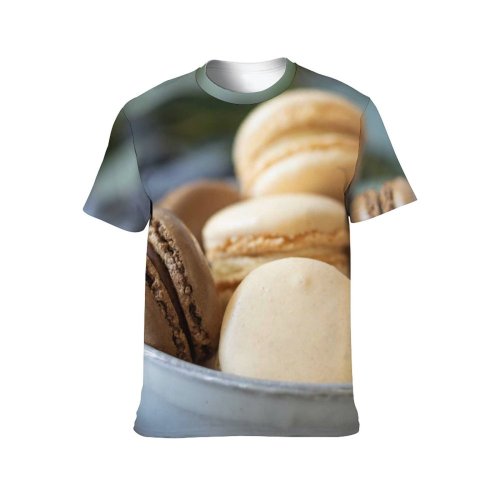 yanfind Adult Full Print T-shirts (men And Women) Wood Dark Rustic Milk Baking Homemade Ingredients Meringue Indulgence Stacks Round