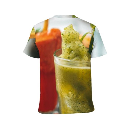 yanfind Adult Full Print T-shirts (men And Women) Summer Cocktail Glass Leaf Health Homemade Delicious Tropical Lime Juice Smoothie