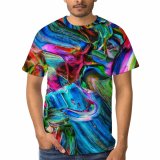 yanfind Adult Full Print T-shirts (men And Women) Design Creativity Palette Rainbow Coloring Artistic Stain Acrylic Canvas Impression Visuals Motley