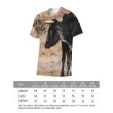 yanfind Adult Full Print T-shirts (men And Women) Field Countryside Agriculture Farm Grass Grassland Outdoors Bull Cow Rural Wildlife Calf