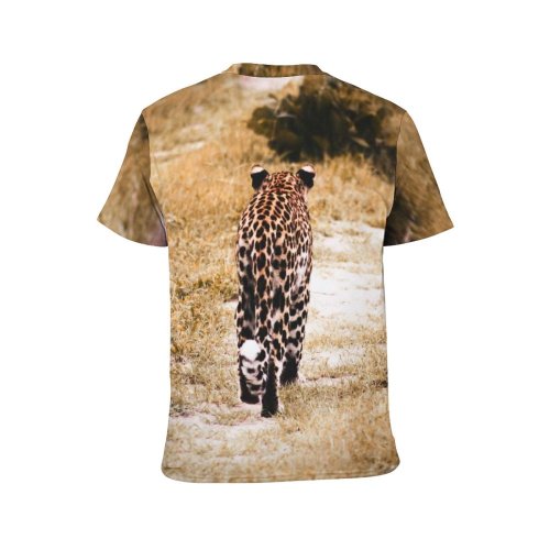 yanfind Adult Full Print T-shirts (men And Women) Cute Grass Park Tree Travel Portrait Cat Outdoors Wild Leopard Safari