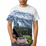 yanfind Adult Full Print T-shirts (men And Women) Architecture Breathtaking Calm Coniferous Cottage Countryside Dwell Exterior Field Forest Grassland Grassy