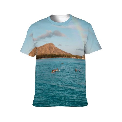 yanfind Adult Full Print T-shirts (men And Women) Sea Landscape Beach Sand Ocean Summer Boat Lake Travel Seascape Seashore