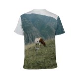 yanfind Adult Full Print T-shirts (men And Women) Landscape Field Summer Hill Agriculture Farm Grass Tree Travel Grassland Outdoors