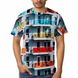 yanfind Adult Full Print T-shirts (men And Women) City Building Construction Architecture Window Balcony Apartment Outdoors Urban Family Facade