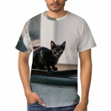 yanfind Adult Full Print T-shirts (men And Women) Attentive Building Calm Cat Creature Curious Dwell Fluff Fur Gaze Home