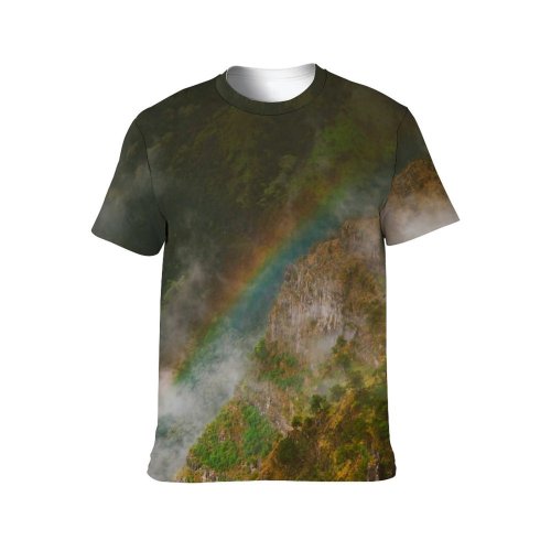 yanfind Adult Full Print T-shirts (men And Women) Wood Dawn Landscape Fog Mist Tree Travel Waterfall Rock Outdoors