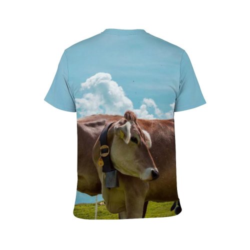 yanfind Adult Full Print T-shirts (men And Women) Field Countryside Agriculture Farm Grass Grassland Milk Bull Cow Rural Farmland Pasture