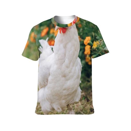 yanfind Adult Full Print T-shirts (men And Women) Bird Field Summer Garden Grass Beak Hen Outdoors Wild Rural Wildlife Wing