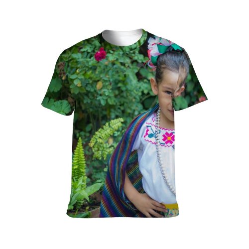 yanfind Adult Full Print T-shirts (men And Women) Fashion Summer Garden Cute Dress Flower Portrait Child Outdoors Smile Beautiful Wear