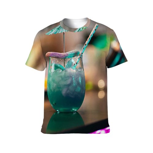 yanfind Adult Full Print T-shirts (men And Women) Summer Party Glass Christmas Nightlife Tropical Juice Sparkling Vodka Liquor