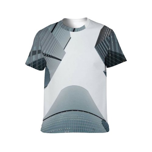yanfind Adult Full Print T-shirts (men And Women) City Building Office Architecture Window Reflection Urban Perspective