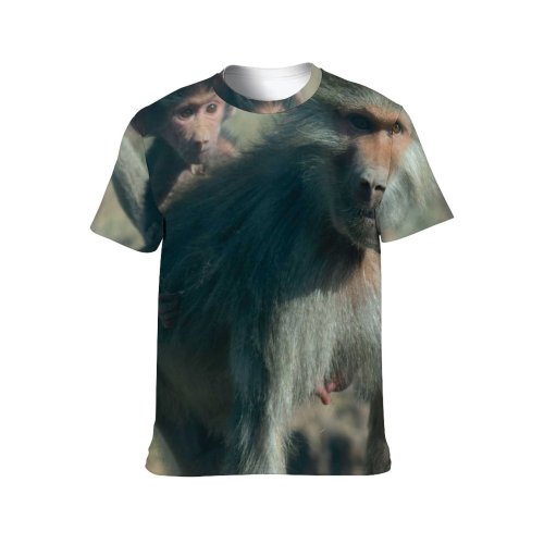 yanfind Adult Full Print T-shirts (men And Women) Cute Fur Portrait Baboon Hairy Wild Funny Family Safari Primate Macaque