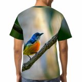 yanfind Adult Full Print T-shirts (men And Women) Leaf Wild Tropical Little Robin Rainforest Daylight Migration Birdwatching