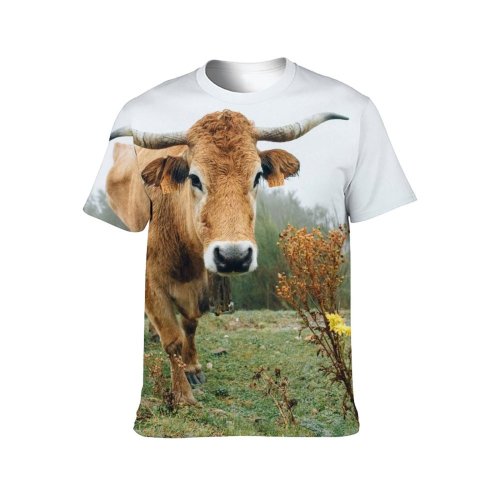 yanfind Adult Full Print T-shirts (men And Women) Milk Bull Wildlife Farmland Cattle Beef