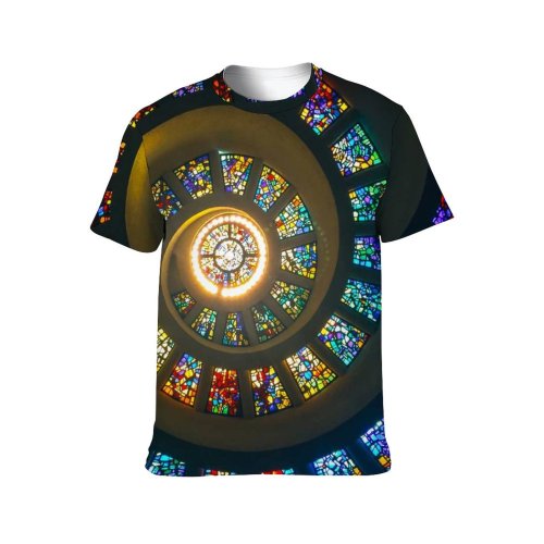 yanfind Adult Full Print T-shirts (men And Women) Light Abstract Travel Time Design Round Decoration Circular Interior Contemporary Proportion