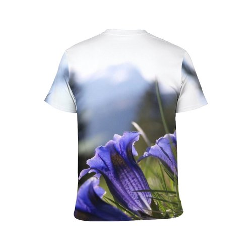 yanfind Adult Full Print T-shirts (men And Women) Bell Flower Bloom Field Flora Flowers Gentian Plant