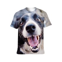 yanfind Adult Full Print T-shirts (men And Women) Dog Eyes Face Funny Fur Outdoors Pet Tongue
