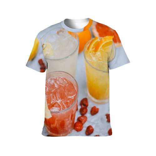 yanfind Adult Full Print T-shirts (men And Women) Summer Cocktail Glass Juice Sweet Lemon Health Fruit Juicy Tropical Citrus
