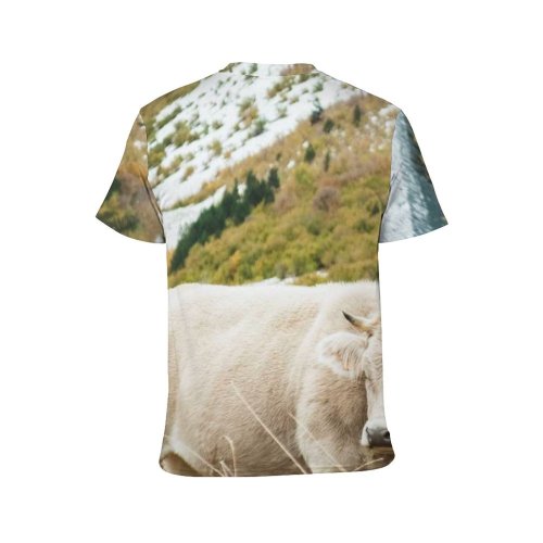 yanfind Adult Full Print T-shirts (men And Women) Landscape Summer Countryside Agriculture Grass Travel Outdoors Rural Pasture Daylight Cattle Hayfield