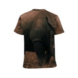 yanfind Adult Full Print T-shirts (men And Women) Grass Park Big Grassland Wild Cow Safari Wildlife Calf Elephant Horn