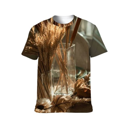 yanfind Adult Full Print T-shirts (men And Women) Light Restaurant Art Winter Table Flower Christmas Cutlery Flatware Candle Flame Still