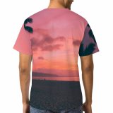 yanfind Adult Full Print T-shirts (men And Women) Beach Sunset Beautiful Golden Hawaii Oahu Palm Tree Pastel Ray Sunshine Light