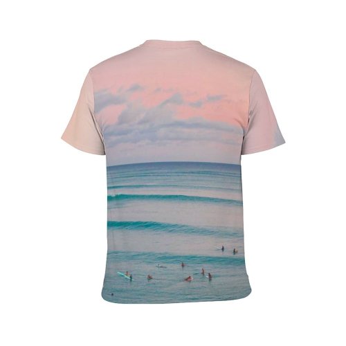 yanfind Adult Full Print T-shirts (men And Women) Beach Sunset Beautiful Scenery Drone Hawaii Island Oahu Ocean Paradise Pastel
