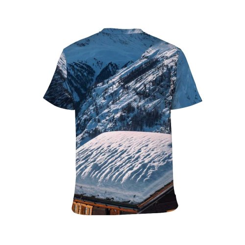 yanfind Adult Full Print T-shirts (men And Women) Breathtaking Building Calm Cottage Countryside Daylight Destination Dwell Freeze Frost Frozen Highland
