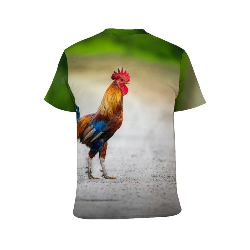yanfind Adult Full Print T-shirts (men And Women) Beak Bird Blurred Cockerel Colorful Comb Country Countryside Daytime Ecology Farm Feather