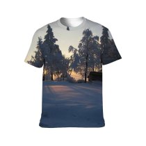 yanfind Adult Full Print T-shirts (men And Women) Building Calm Cool Countryside Evening Exterior Farm Field Freeze Frozen