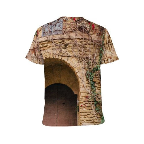 yanfind Adult Full Print T-shirts (men And Women) Building Wall Architecture Travel Window Stone Traditional Arch Town Family Facade Brick