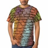 yanfind Adult Full Print T-shirts (men And Women) Art Texture Abstract Design Stone Retro Urban Brick Rainbow Artistic Rough Motley