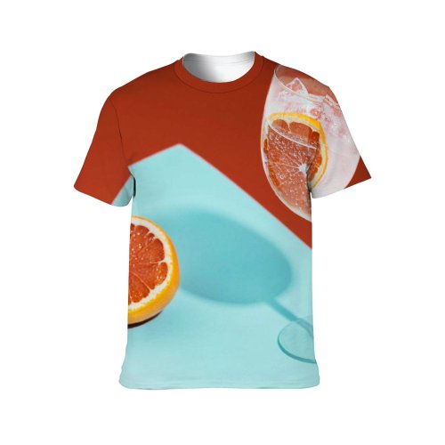 yanfind Adult Full Print T-shirts (men And Women) Summer Glass Lemon Fruit Juicy Tropical Still Liquid Juice Citrus