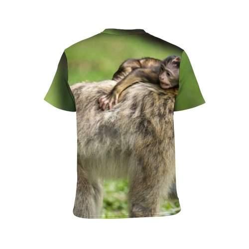 yanfind Adult Full Print T-shirts (men And Women) Barbary Macaque Monkeys Wildlife