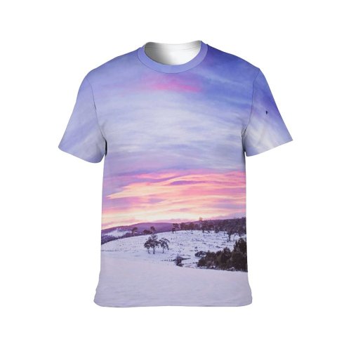yanfind Adult Full Print T-shirts (men And Women) Clouds Dawn Dusk Forest Freezing Frost Frosty Frozen Idyllic Scenic