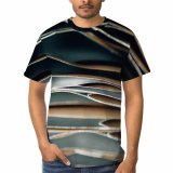 yanfind Adult Full Print T-shirts (men And Women) Art Wave Curve Dry Abstract Design Outdoors Metallic