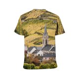 yanfind Adult Full Print T-shirts (men And Women) Architecture Building Calm Church Cottage Country Countryside Exterior Farm Field Hill